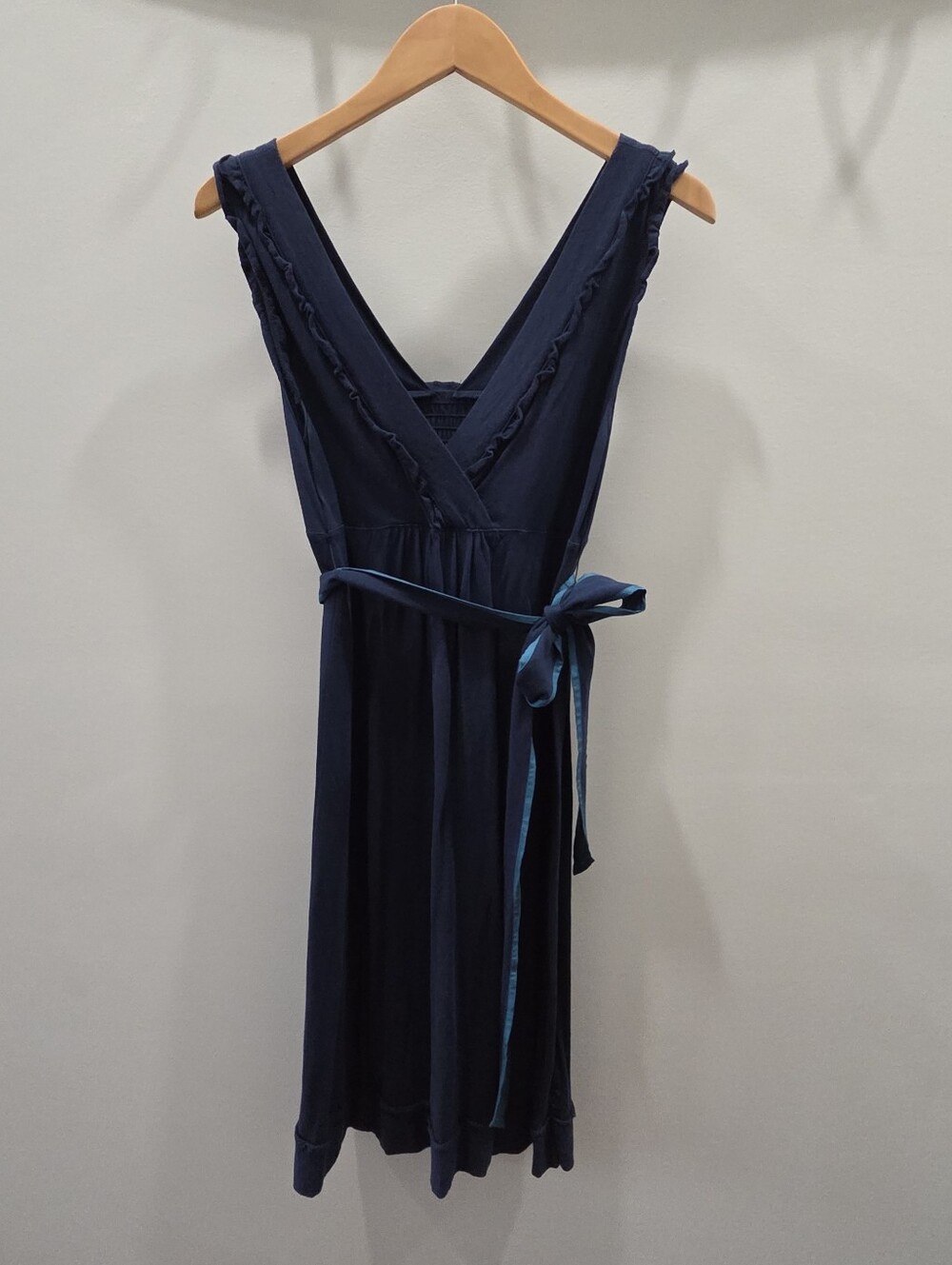 American Eagle Outfitters Navy Sleeveless V-Neck Dress with Tie, Small